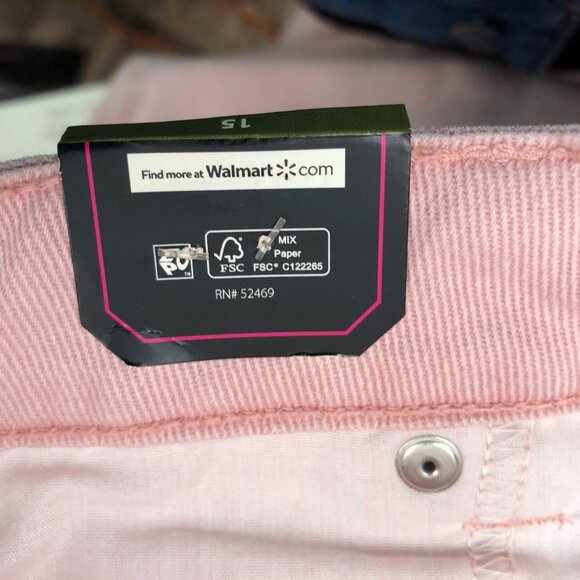 No Boundaries Slim Straight Crop Jeans Pink Sze 15 Super High Rise Cotton Casual - Picture 12 of 14